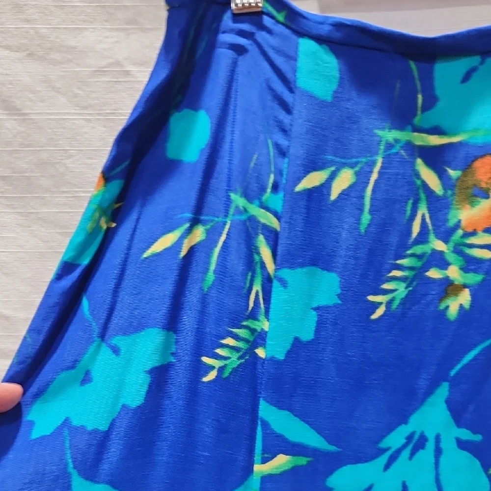 Coldwater Creek Vibrant Blue Floral Maxi Skirt